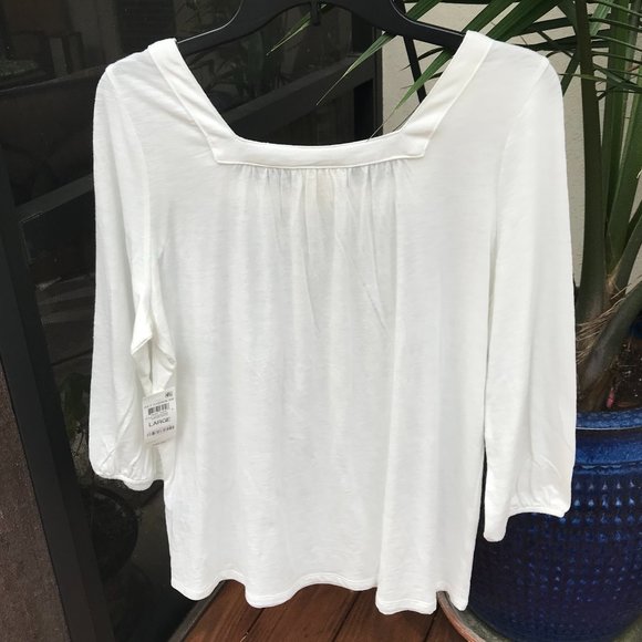 STYLE & CO | Square Neck White Boho Top - Medium - Picture 4 of 7